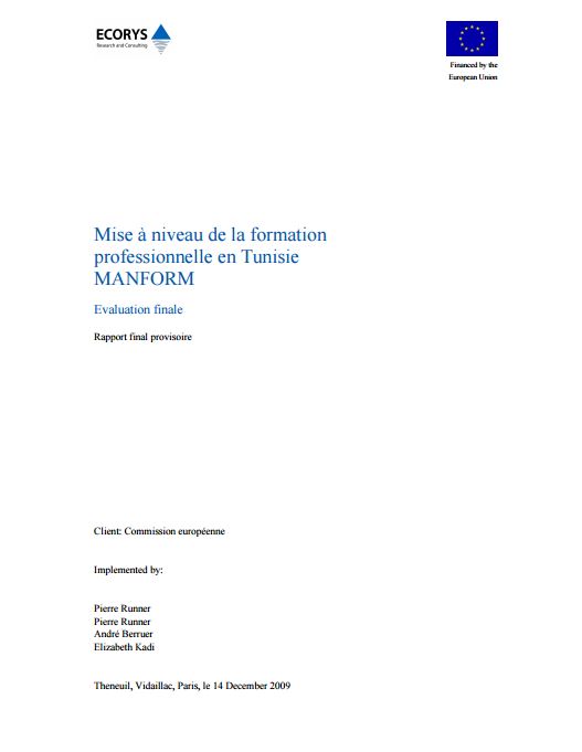 Mise à niveau de la formation professionnelle en Tunisie MANFORM